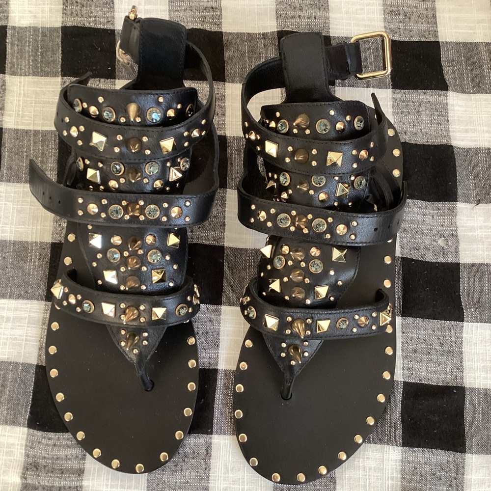 Studded Black Gladiator Sandals New with box